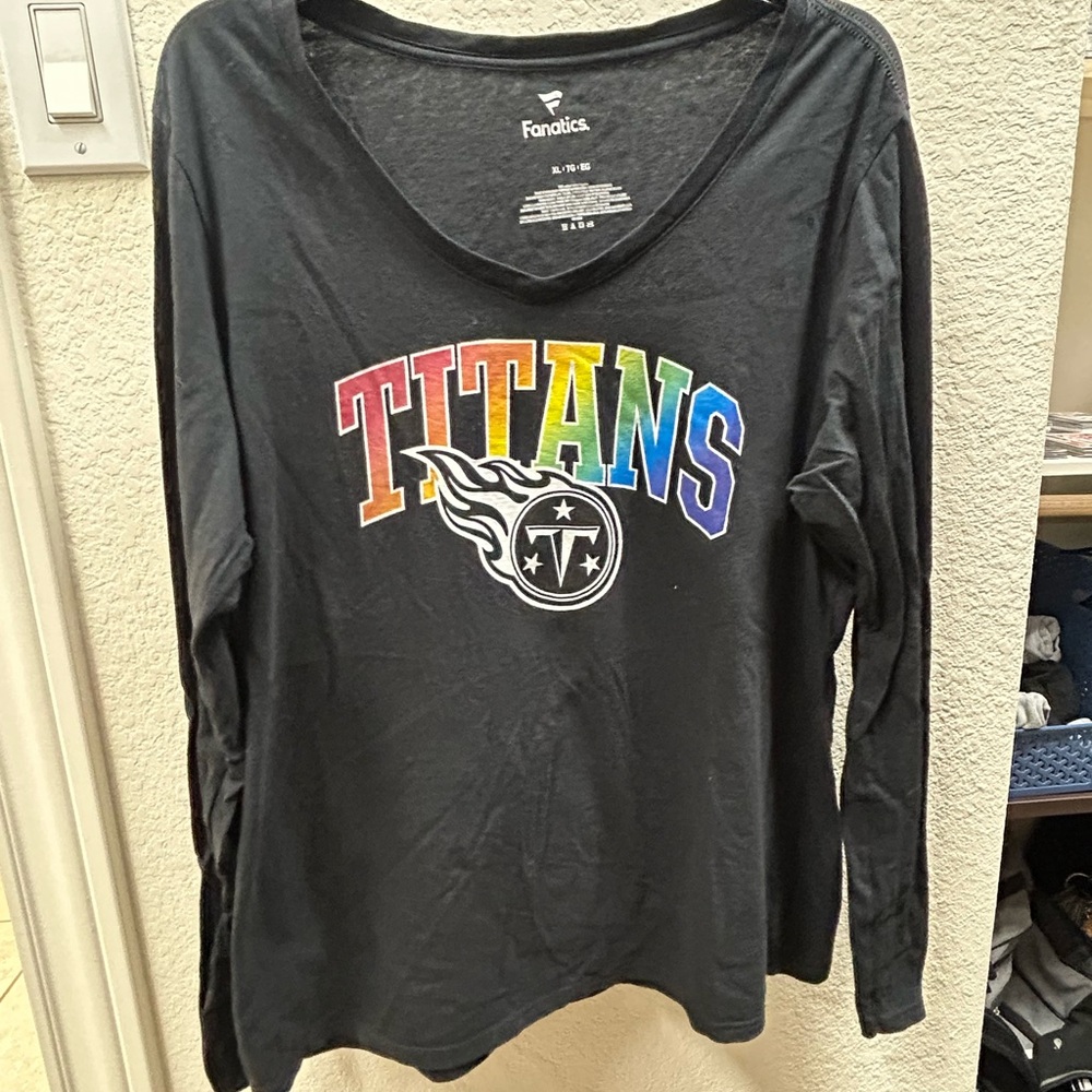 Fanatics Black Tee with Colorful Titans pride